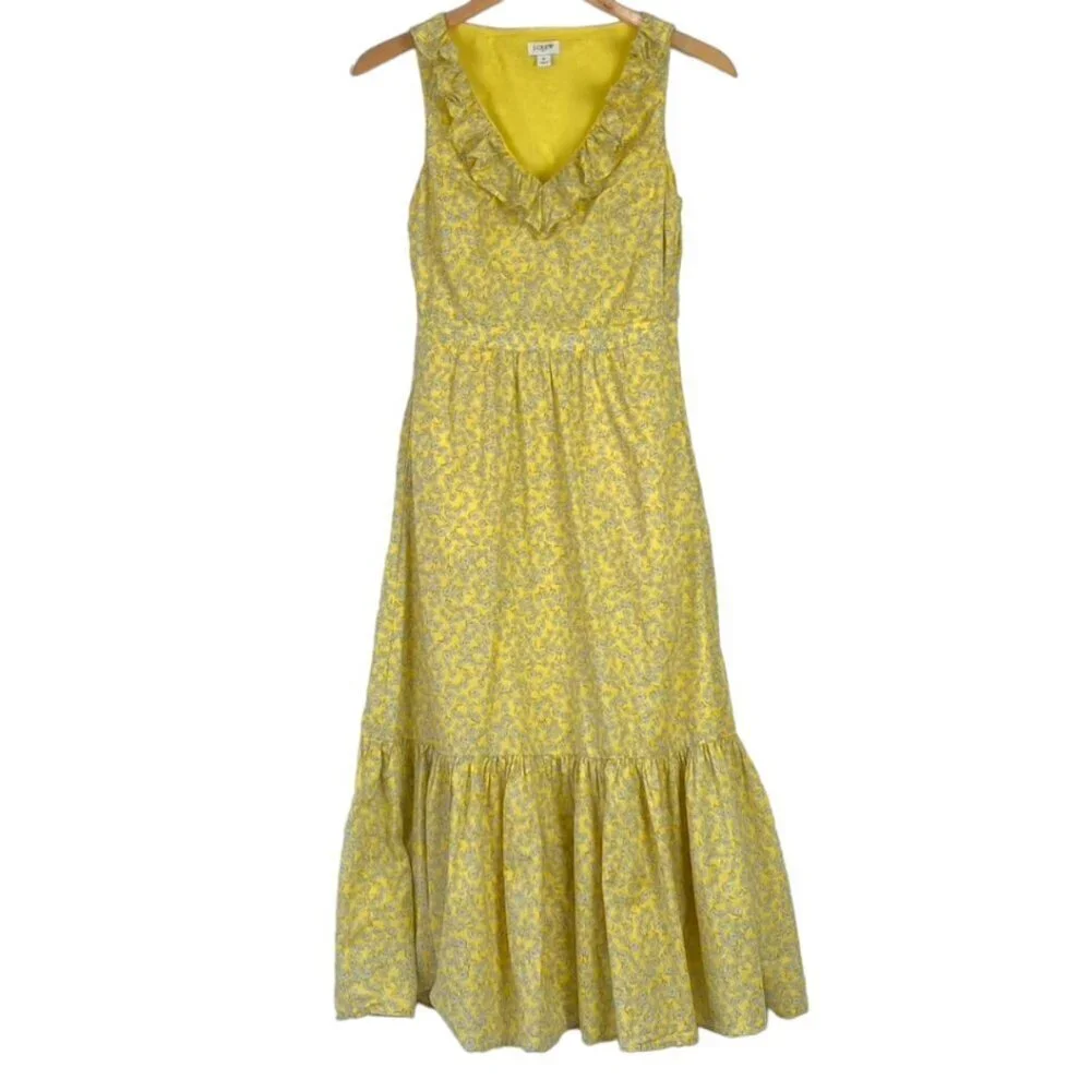 J. Crew Printed V-neck Ruffle Midi Dress